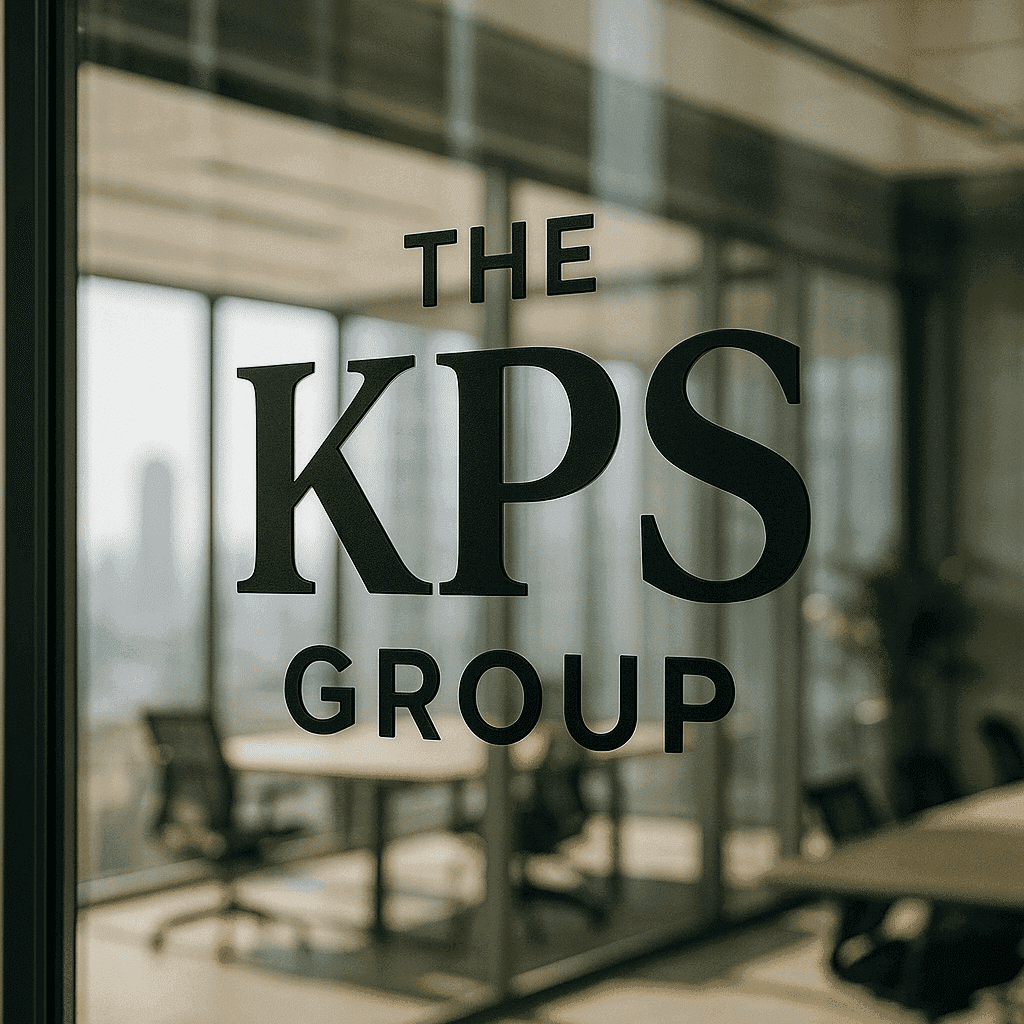 The KPS Group signage on glass wall